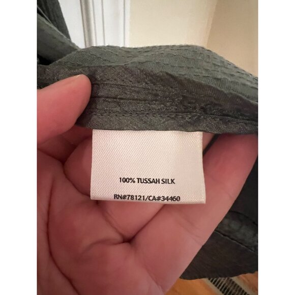 Eileen Fisher Womens Quilted Silk Tussah Open Front Green‎ Jacket Sz M - Picture 3 of 5